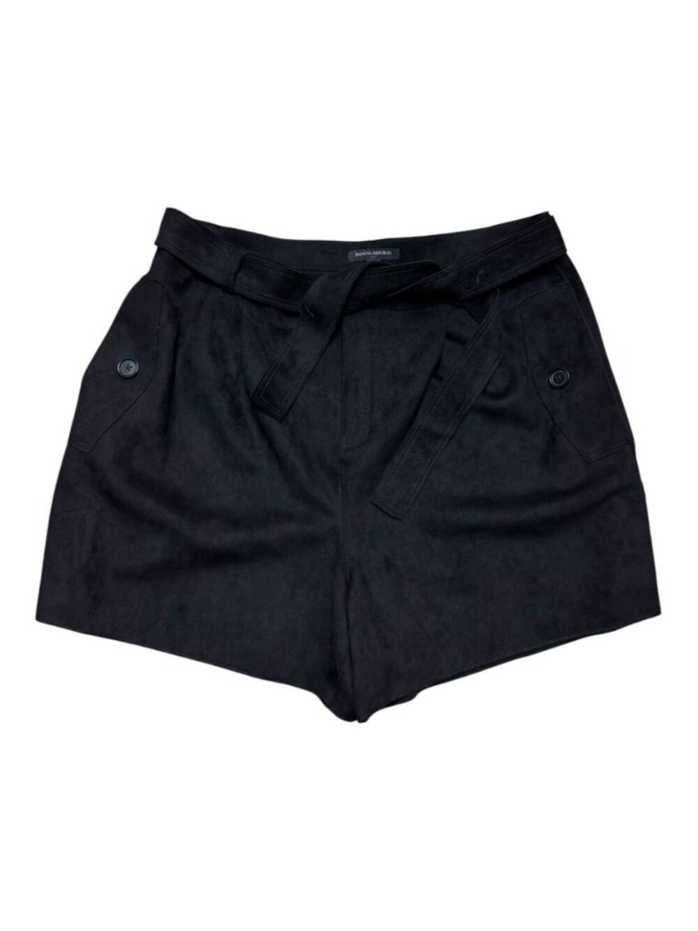 Banana Republic Womens Shorts Size 16 Black Tie Waist Sueded Stretch 5 Inseam